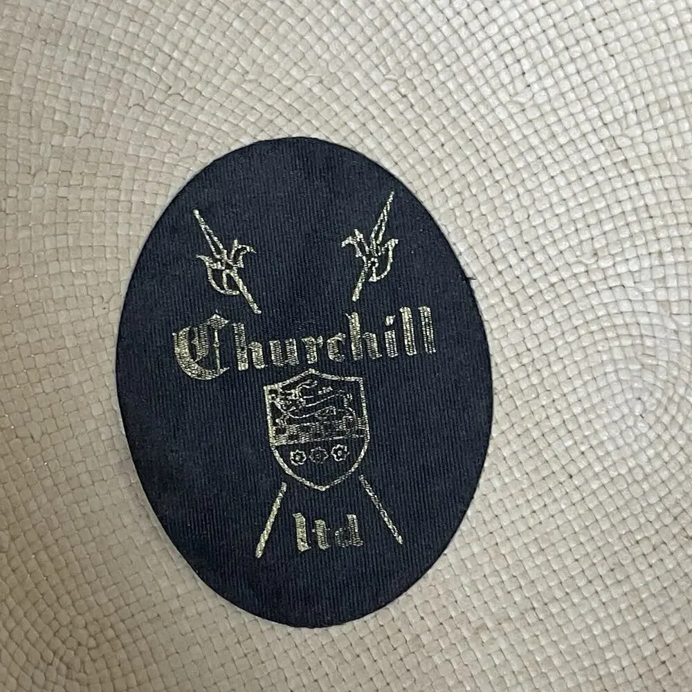 VTG Churchill Ltd Genuine Shantung Straw Panama Hat Size 7 3/8 Paisley Band